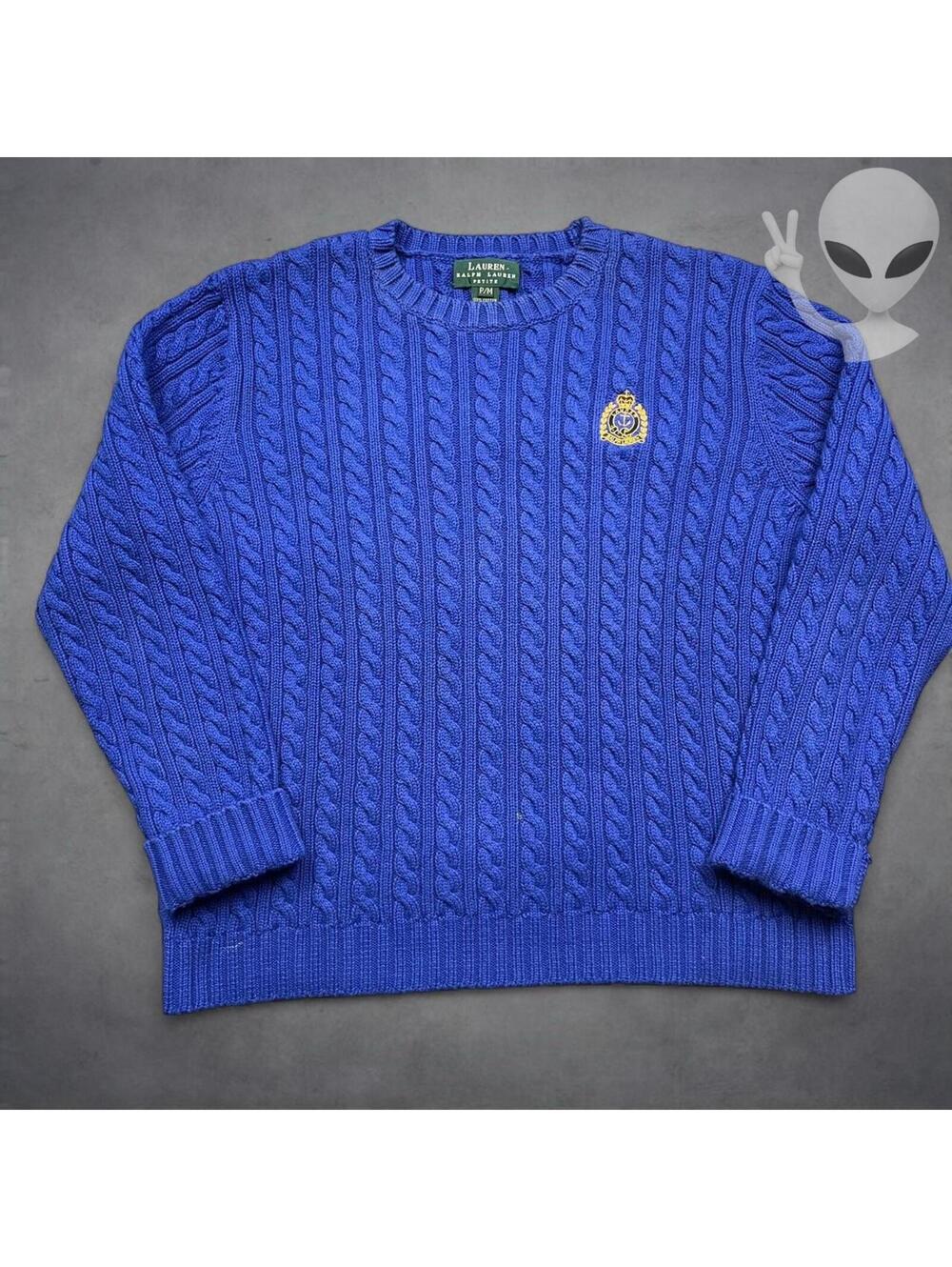 Lauren Ralph Lauren Cableknit Natucial Crest Sweater Medium Vintage - Picture 2 of 6